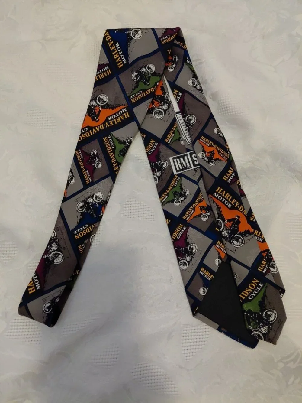Harley Davidson Motorcycle Necktie 1994 Vintage Ralph Marlin RM Style Silk